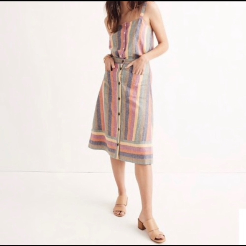 Madewell Rainbow Stripe Midi Skirt - Rare